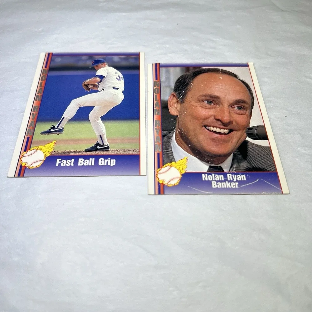 🔥1991 Pacific NOLAN RYAN Texas Express Banker Fast Ball Grip 2 Baseball Cards